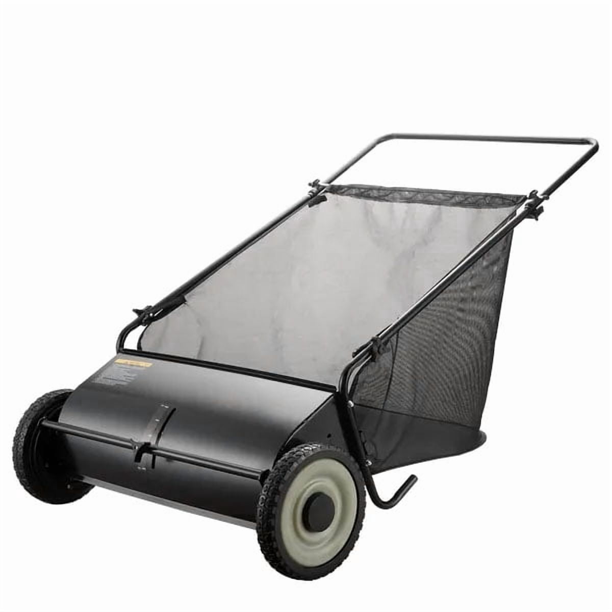 Push Lawn Sweeper, 26-inch Leaf & Grass Collector, Strong Rubber Wheels & Heavy Duty Thickened Steel, Durable to Use with Large Capacity 7 cu. ft. Mesh Collection Hopper Bag, 4 Spinning Brushes