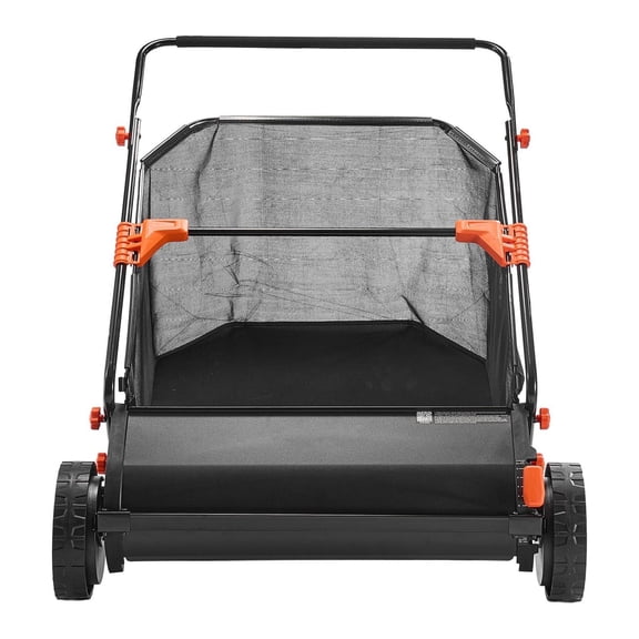 Push Lawn Sweeper 30 Inch, 12 cu ft Leaf & Grass Collector, Adjustable Height Yard Sweeper with Rubber Wheels for Lawn Cleanup