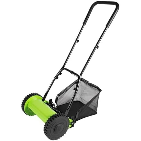 Push Lawn Sweeper, Adjustable Height Lawn Mower with 6-Gallon Collection Bag, Dethatcher Scarifier with 5 Blades, Cutting Width 300mm/12inch$$Garden &