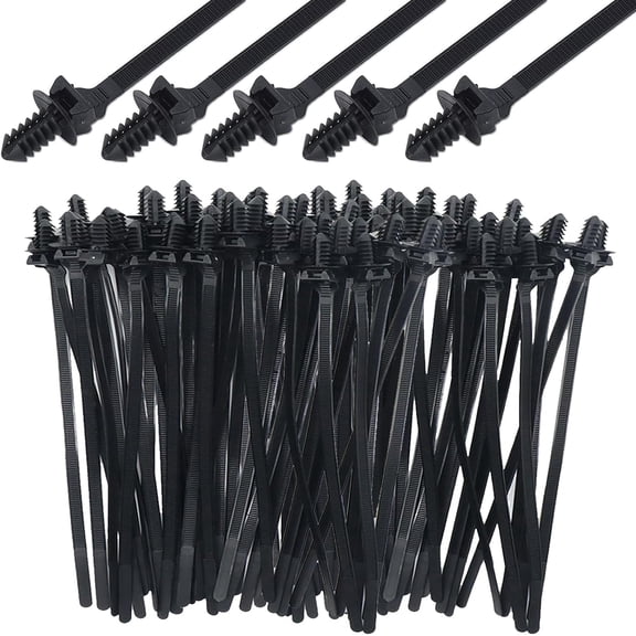 Push Mount Zip Ties for Automotive Engine Bay Wire Harness Restraint - 50 Pack