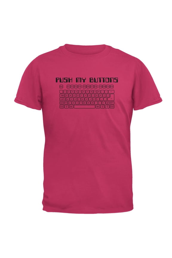 Push My Buttons Mens T Shirt Pink LG