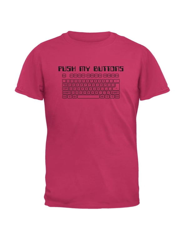 Push My Buttons Mens T Shirt Pink LG