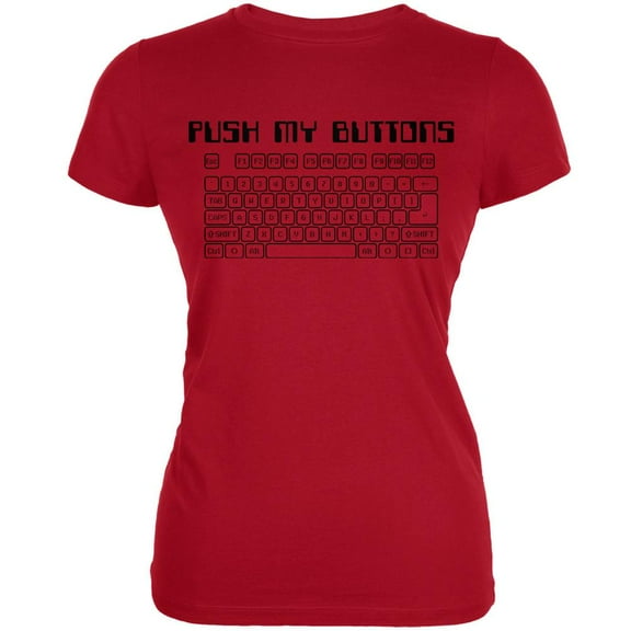 Push My Buttons Red Juniors Soft T-Shirt - Medium
