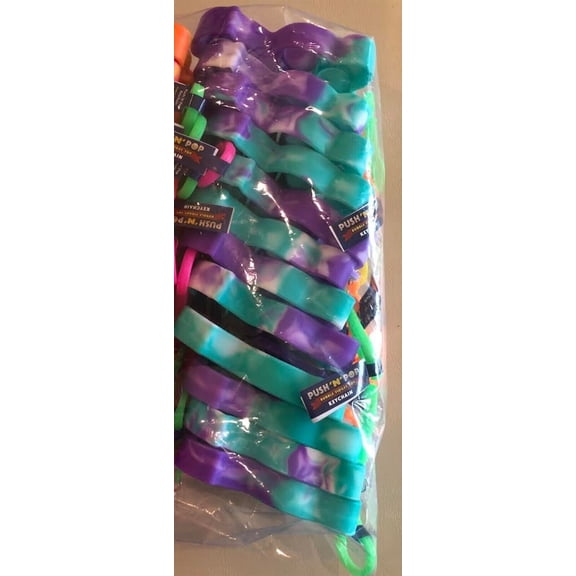 Push N Pop Bubble Popper Fidget Toy, Stress Reducing Keychain, Green/Purple Color, Pack of 12