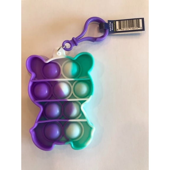 Push N Pop Bubble Popper Fidget Toy, Stress Reducing Keychain, Green/Purple Color, Pack of 1