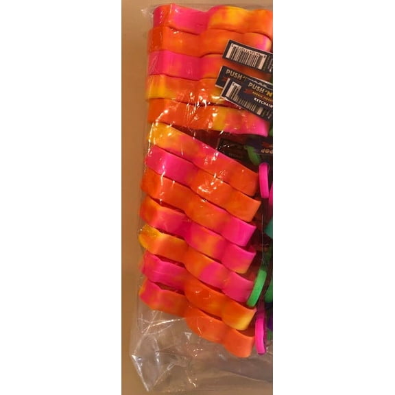 Push N Pop Bubble Popper Fidget Toy, Stress Reducing Keychain, Pink/Orange Color, Pack of 12