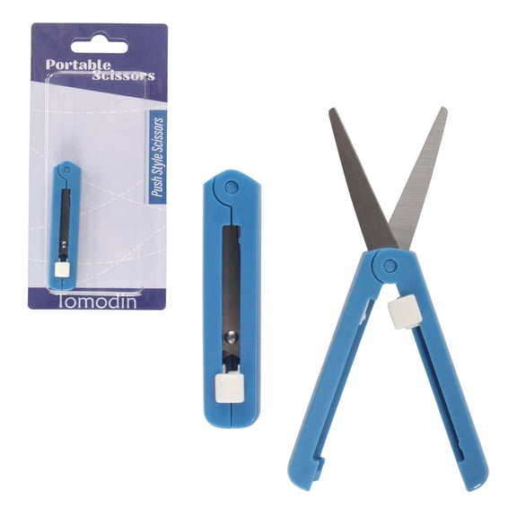 JubileeYarn Push Open Folding Safety Scissors - Dark Blue - 1 Pair