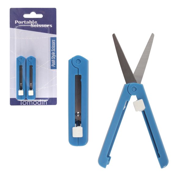 JubileeYarn Push Open Folding Safety Scissors - Dark Blue - 2 Pairs