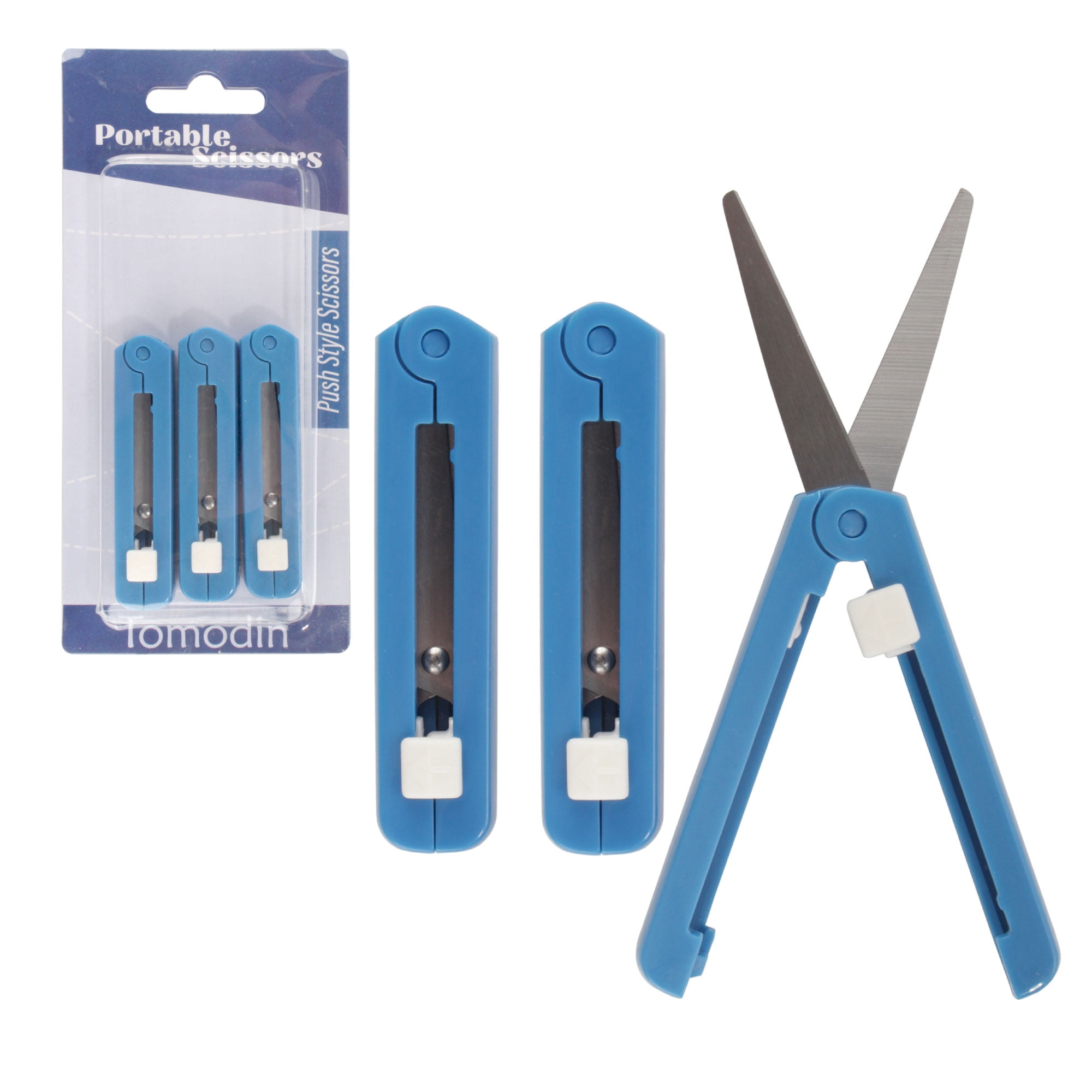 JubileeYarn Push Open Folding Safety Scissors - Dark Blue - 3 Pairs ...