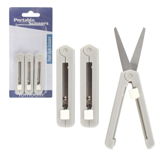 JubileeYarn Push Open Folding Safety Scissors - Grey - 3 Pairs