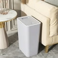 thumbnail image 1 of Push-Open Plastic Trash Can with Lid - 13.38x9.05x5.9in Slim Space-Saving Design for Kitchen, Bathroom, Living Room - Odor Control, Holds Trash Bags Securely - Yellow/Green/White/Gray, 1 of 6