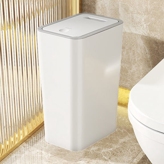 Push-Open Trash Can With Lid,Slim Trash Bin,Odor Control,Space Saving Garbage Can,Suitable For Kitchen, Bathroom, Bedroom,Office(12.99X7.67 Inch)
