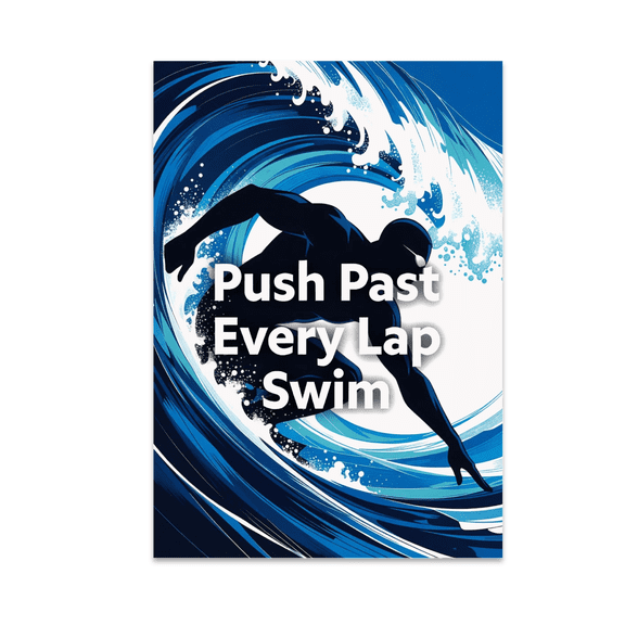Push Past Every Lap Swim - Swimmer Enthusiast - 13x19 Poster Print