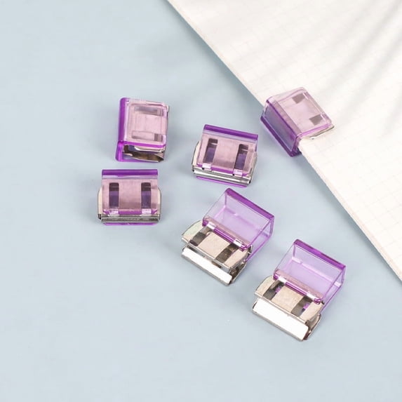 Push Pin Folder - Colorful Mini Paper Clip Organizer for Documents and Photos, Holds 60 Sheets, Push-and-Out Function, Metal Material, Office Home Campus Use, Purple