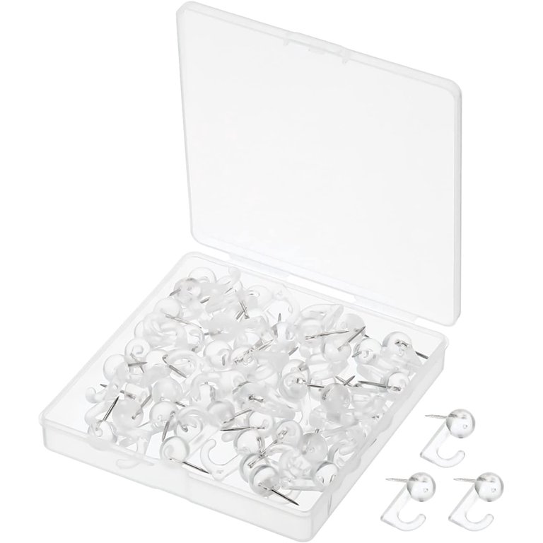 100 Count Rose Gold Wall Push Pins - Clear Plastic Head Thumbtacks,  I-shaped Needle For Bulletin Board, Mark Map, Landmark