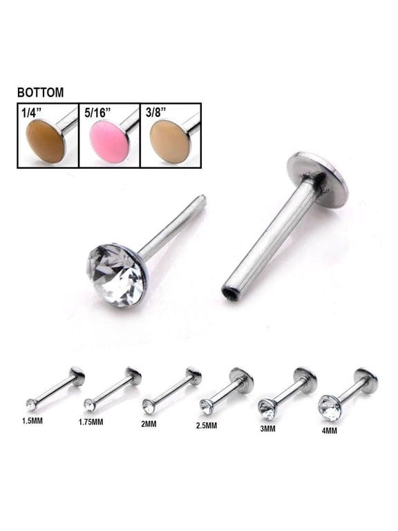 Push Pin Labret Threadless Studs Lip, Nose, Assorted Ear Piercing 20G 18G 16G