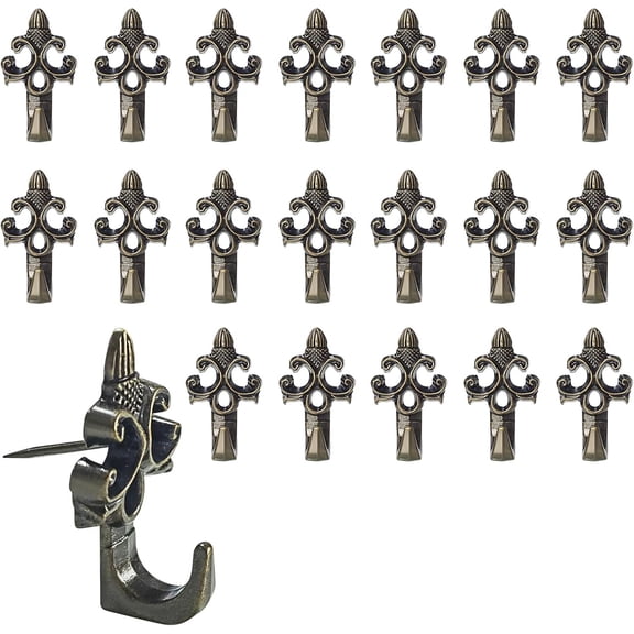 Push Pin Picture Hooks, 20 count Push Pin Hangers, Thumb Tacks for , Bulletin Board Hooks, Zinc Alloy Pin Photo Frame Hooks for Picture,Canvas,Office,Clock,Mirror,etc. (Bronze)