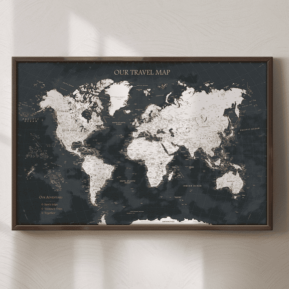 Push Pin Travel Map Poster, 24x36 Poster Print Vintage Style Wall Decor, Poster Only