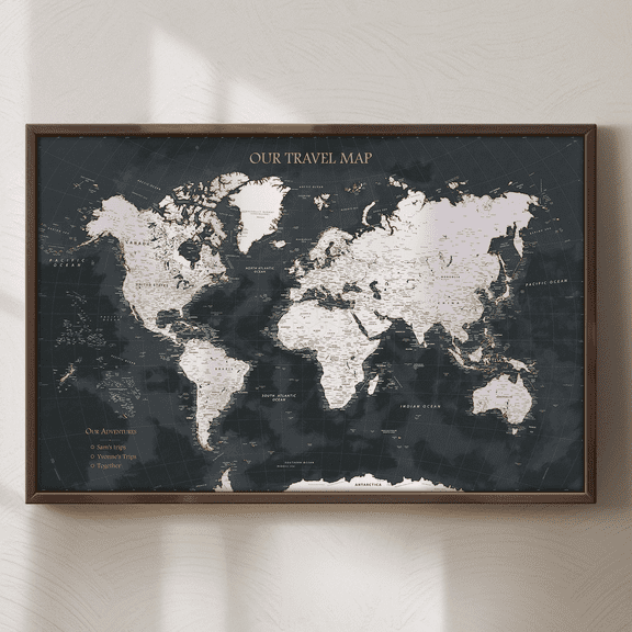 Push Pin Travel Map Poster, 8x12 Poster Print
