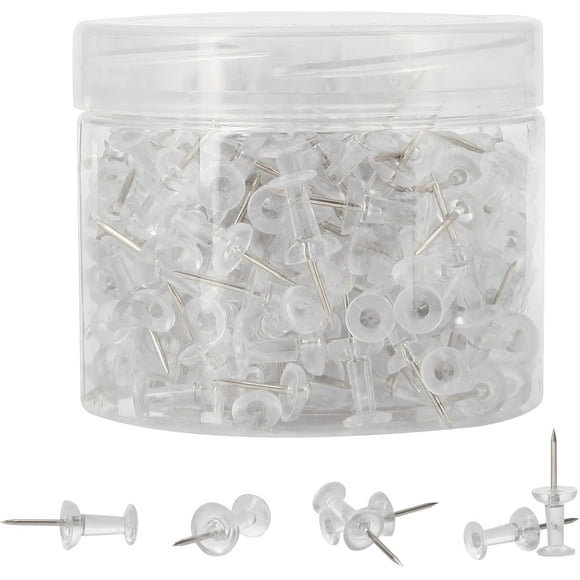Push Pins for Bulletin Board, Thumb Tacks with Clear Plastic Tip and Steel Tip, Portable and Durable Wall Tacks Suitable for Cork Board, Office and Daily Life