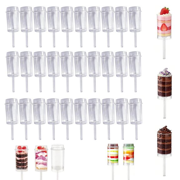 Push Pop Cake Containers, Push Up Cake Pop Containers,Cake Push Pops With Lids Empty Plastic Push pop Tubes Stand Holder,Food-Safe Material,for Home Kitchen Party(30PCS)