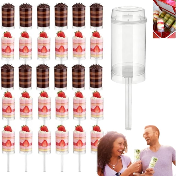 Push Pop Cake Containers, Push Up Cake Pop Containers, Empty Plastic Push pop Tubes Stand Holder, Muti-Purpose Reusable Bulk Clear Empty Sticks Molds, For Party Treats And Birthday Dessert Storage