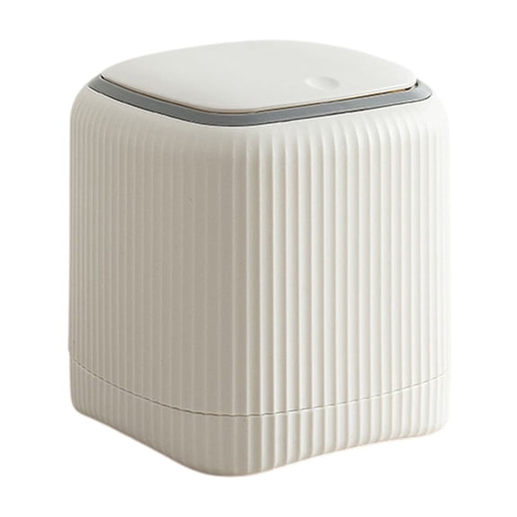 Push To Pop Trash Mini Desktop Trash Can With Lid, Plastic Tabletop Garbage Bin 5.3x5.3x5.11in, Covered Waste Basket For Office And Bedroom Countertop Bathroom Kitchen Desk