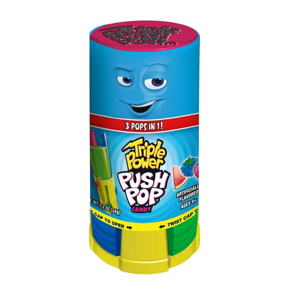 Push Pop, Triple Power, Gluten-Free, Fruit Flavored, Lollipop, 1.2 oz, 1 Count Bottle
