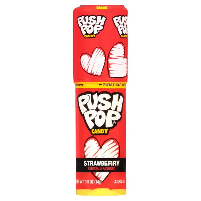 Push Pop Valentine’s Day Strawberry Flavored Lollipop, 1 Count