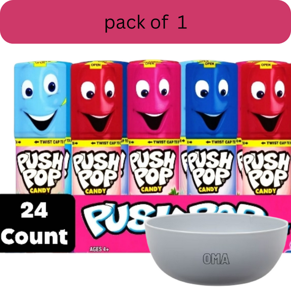 Push Pop Variety Pack Candy, 0.5 oz., 24 ct with bowl by OMA