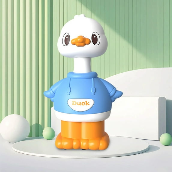 Push Powered Duckling Walking Toy, Imitate Crawling Pull Back Duck for Toddlers, No Battery Required Friction Toy, Baby First Walker, Educational Learning Crawler