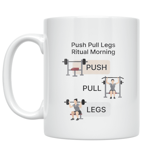 Push Pull Legs Ritual Morning - Fitness Enthusiast - 11 oz Ceramic Coffee Mug