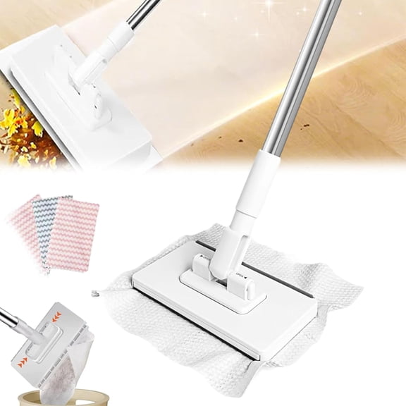 Push Pull Mini Mop, Zero Touch Mini Mop, 40in Long Handle Lazy Disposable Dust No Wash Clip Mops with Reusable Cloths, Versatile Wet and Dry Use for Floors Glass (Cleaning Cloth*3)
