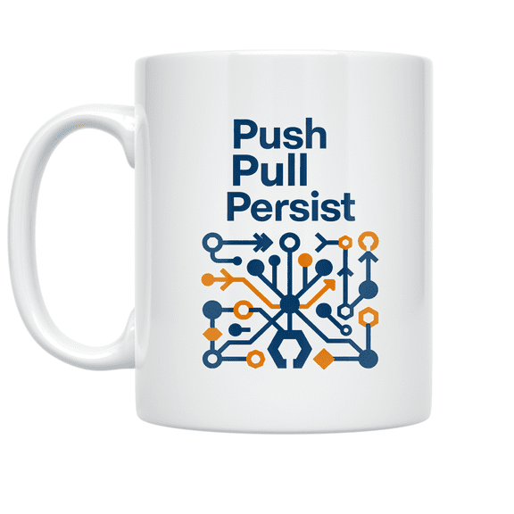 Push Pull Persist Coding Quote - Developer Enthusiast - 11 oz Ceramic Coffee Mug