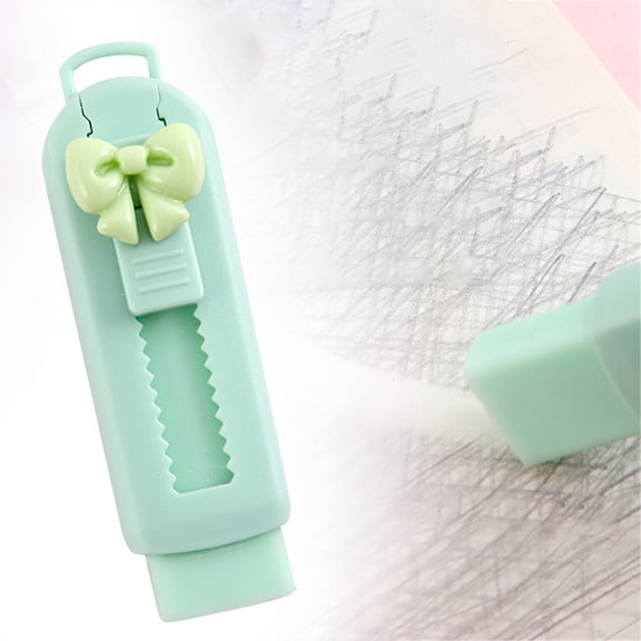 Push Pull Retractable Eraser, Sliding Pencil Eraser with Plastic Sleeve, Scratch Free Rubber Eraser for classroom kits for teachers classroom rewards 1pc