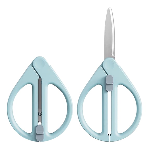 Push-Pull Retractable Safety Craft Scissors with Stainless Steel, 5.7 inch Pastel Folding Scissors, Sewing Small Tool Embroidery Craft Clipper, Tiny Cutter for Cutting, Scrapbooking
