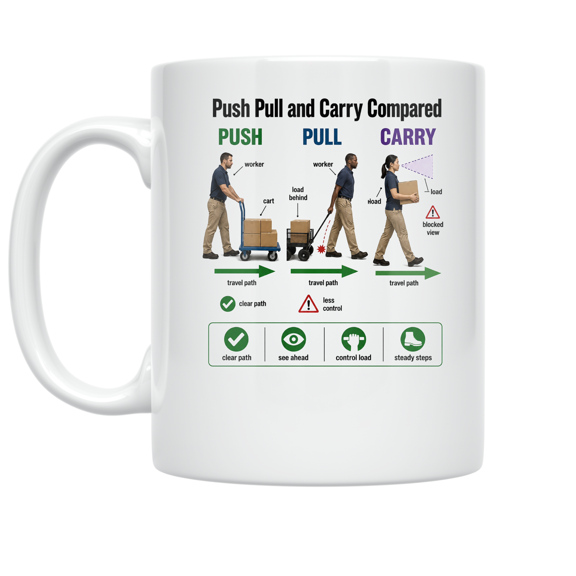 Push Pull and Carry Compared - Vocational Training Enthusiast - 11 oz Ceramic Coffee Mug