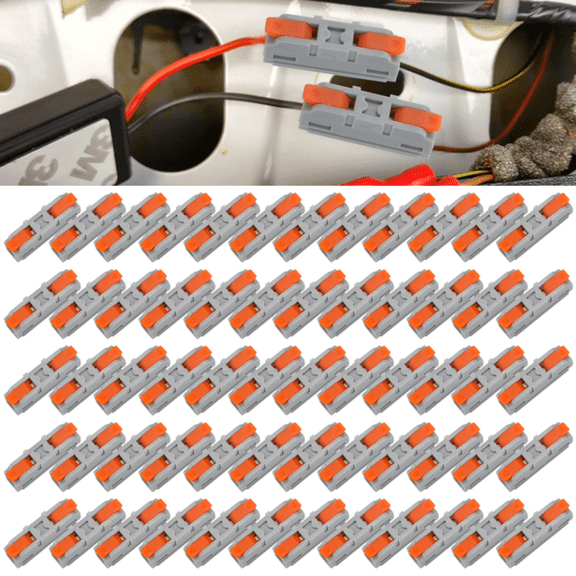 Push Quick Wire Connectors,50PK Electrical Cable Connectors,Max 32A 600V,1 Conductor Compact  for Cables from 24 to 12 AWG