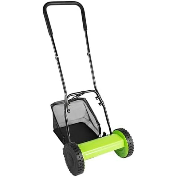 Push Reel Lawn Mower 11 Inch, 5 Blades Manual Push Mower, 0.47-1.77 in Adjustable Cutting Height, Lawn Sweeper Pull Behind,Walk-Behind Lawn Mowers for Green Lawns, Driveways, Courtyards