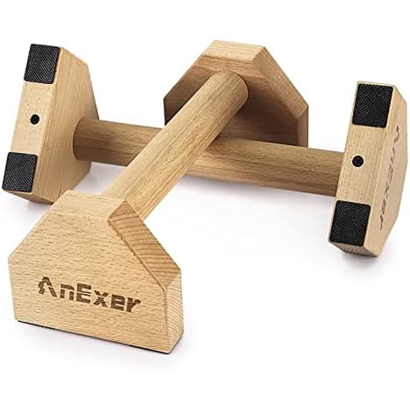 Push Up Stands, Handstand Parallettes Bars, Solid Wood Push Up Bars with Non-Slip Mat Push up Handles for Floor Exercise Home Workout Equipment for Men & Women Strength Training