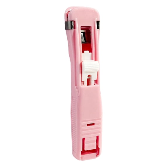 Push Stapler,Portable Binder Clip Stapler,Handheld Paper Clam Clip Dispenser,30 Sheet Capacity,Push Stapler Clamp Staplers for Desktop Document Home Desk Office,(Excluding Clips)1.3''x4.92''(Pink)