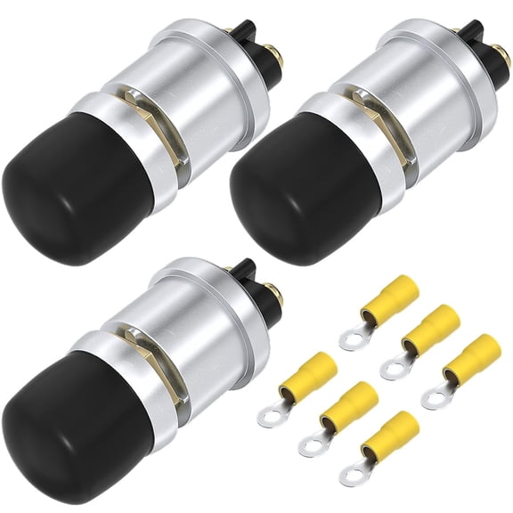 Push Start Button Switch 12V 50A Heavy Duty Momentary Push Button Switch Waterproof Weatherproof Engine Starter Marine Horn Button 12 Volt for Auto Motor -3pcs