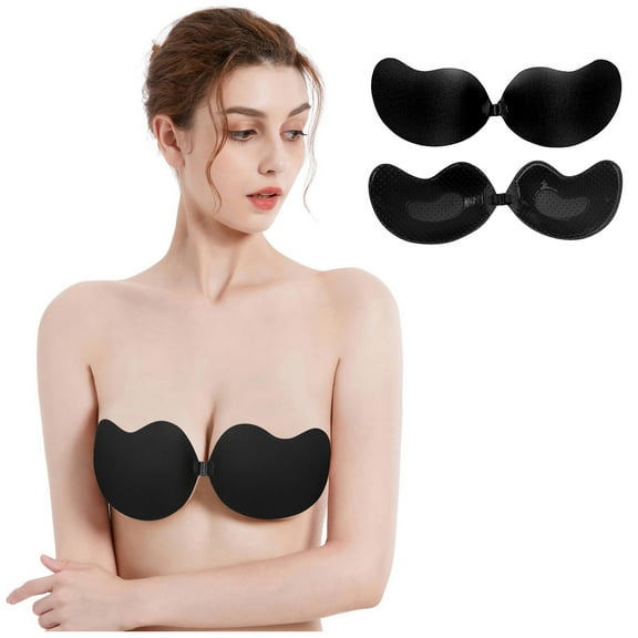 Push Up Strapless Self Bra Air Holes Backless Sticky Bras No Show Bra for Low Cut Dress Sneak Clips for Clothes Push up for Lingerie Bustier Bras for Women plus Size Reusable Bra Adjustable Bra Straps