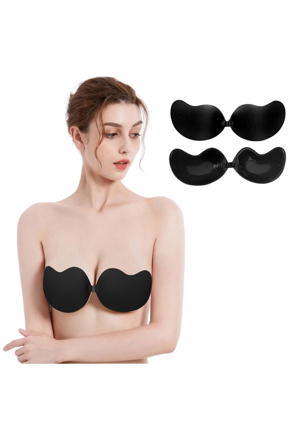 Push Up Strapless Self Bra Air Holes Backless Sticky Bras No Show Bra for Low Cut Dress Sneak Clips for Clothes Push up for Lingerie Bustier Bras for Women plus Size Reusable Bra Adjustable Bra Straps
