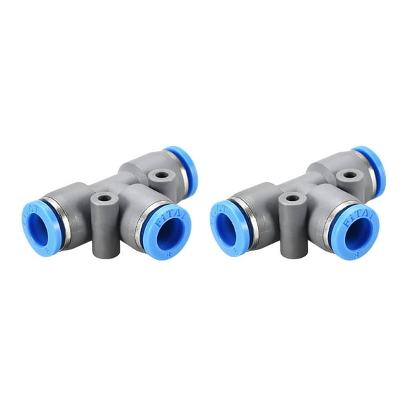 Push To Connect Air Fittings Tee Tube Connect 8mm OD Grey Push Lock 2Pcs