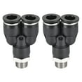thumbnail image 1 of Push To Connect Fittings Y Type Tube Connect 10mm OD x 1/4PT Male Thread Tube Fittings Push Lock Black 2Pcs, 1 of 3