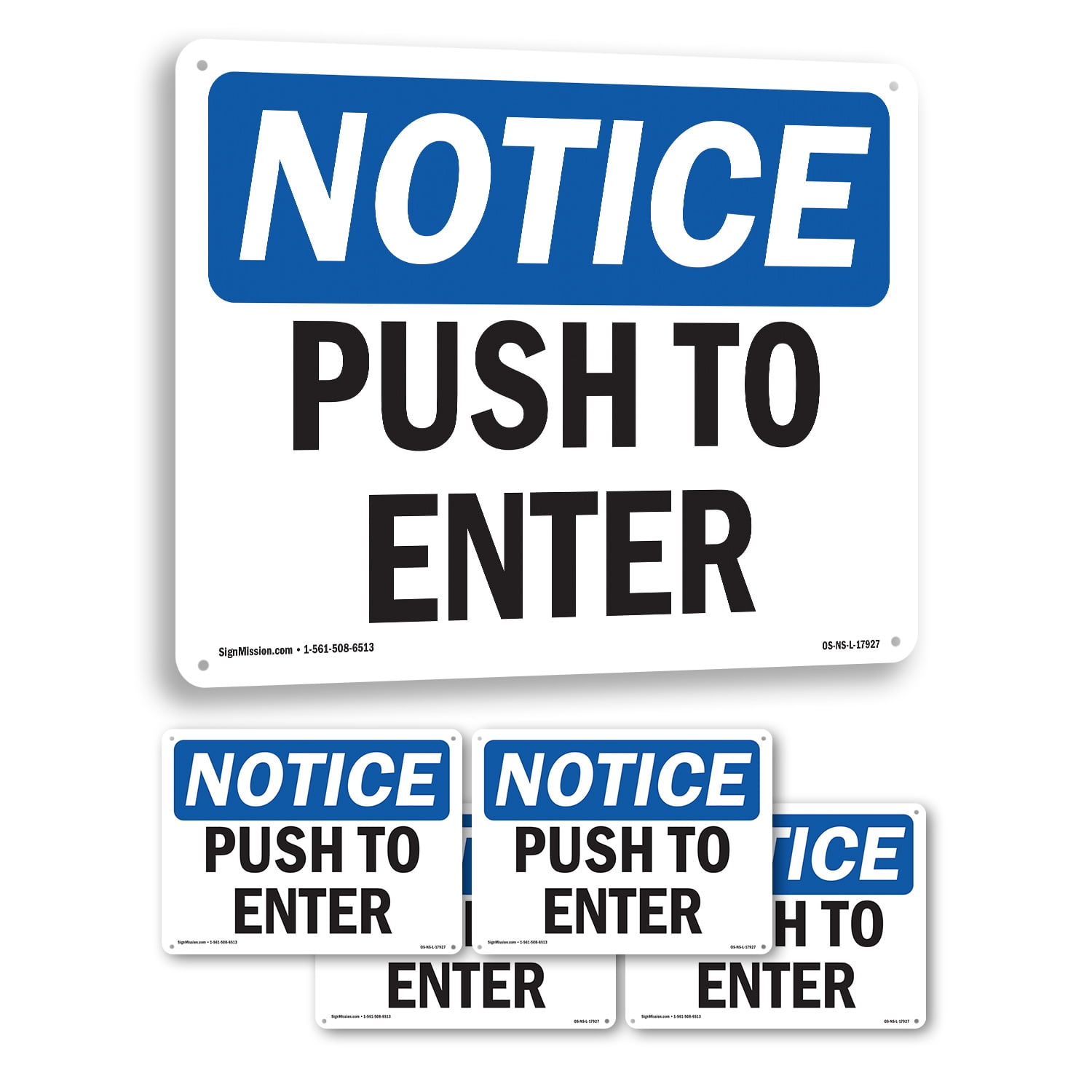 Push To Open OSHA Notice Aluminum Sign 24 Inch x 18 Inch - 5 Pack ...