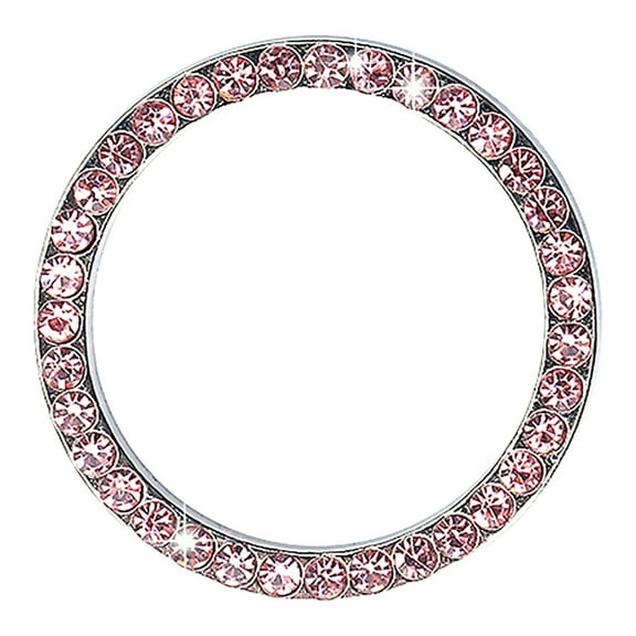 Push To Start Button Cover Ring Rhinestone Emblem Sticker Girly Car Accessories For Women Engine Interior