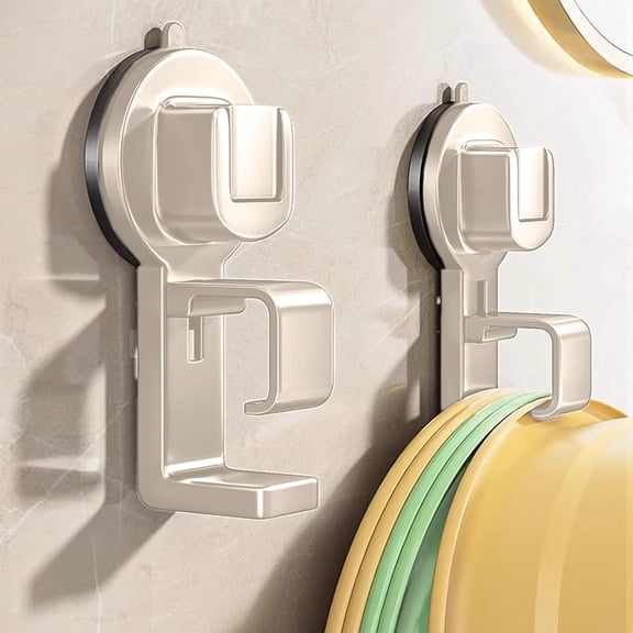 Push Type Adjustable Suction Cup Hook, No Drill Heavy Duty Wall Mount for Bathroom, Kitchen, Balcony – Holds Buckets, Tools, Baskets Without Damaging Tiles