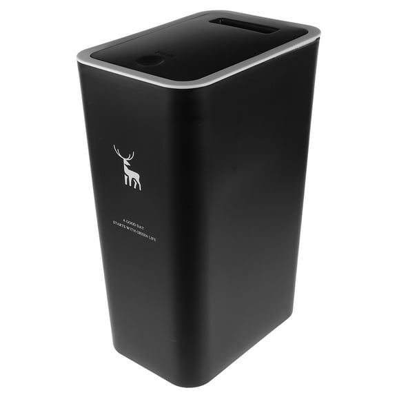 Push Type Trash Can Kitchen Bathroom Trash Can with Lid Garbage Wastepaper Bin